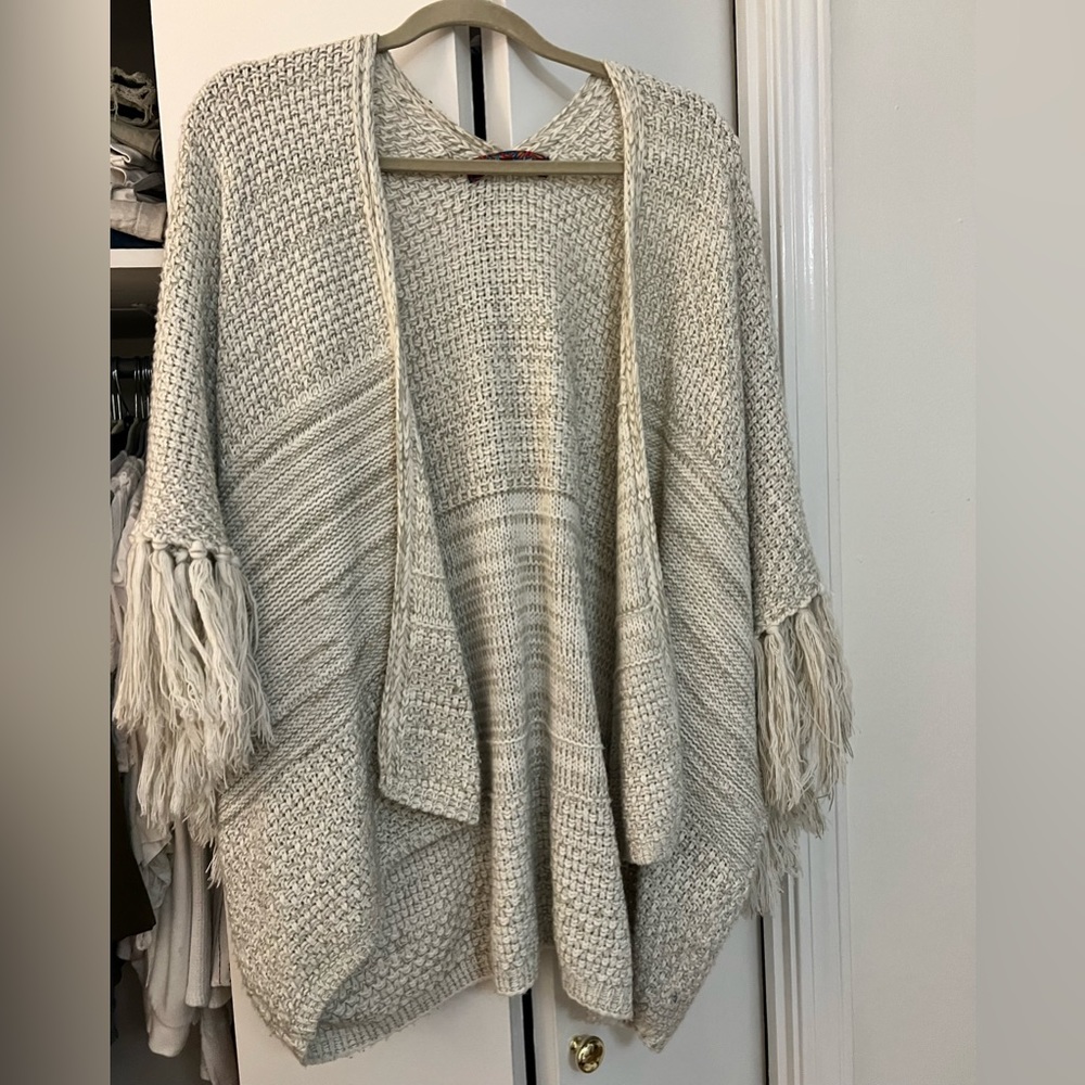 Neutral Fringe Poncho